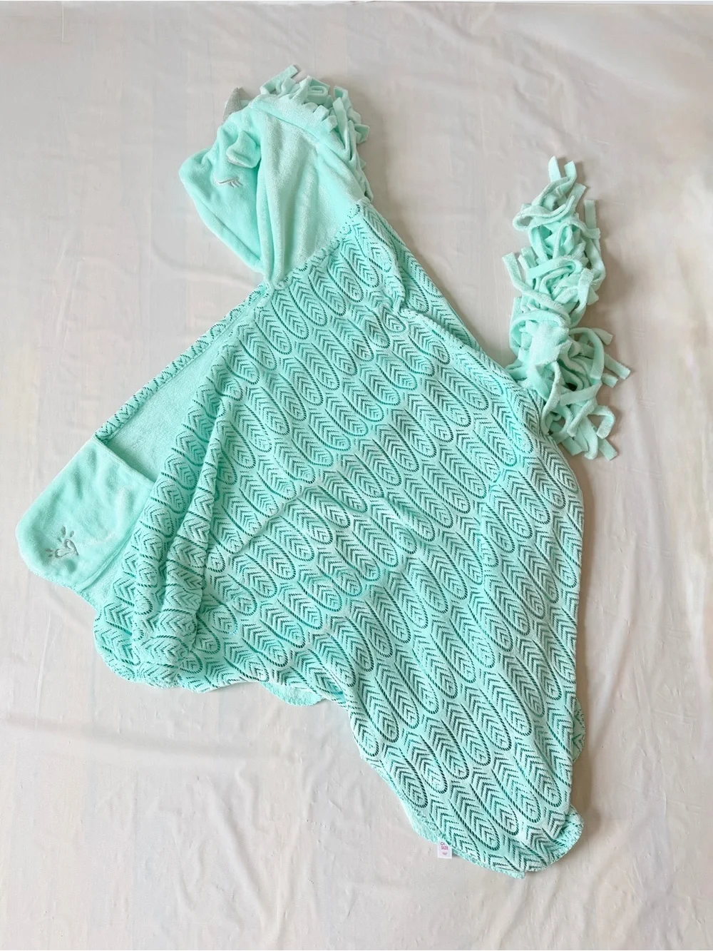 Justice unicorn wearable blanket aqua teal hooded with fringes and tail girl OS